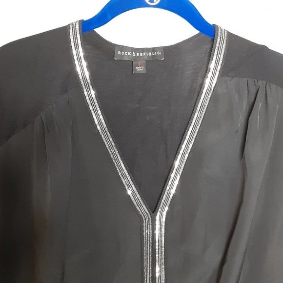 Rock & Republic Rhinestone Embellished Short Sleeve Top - Picture 3 of 6